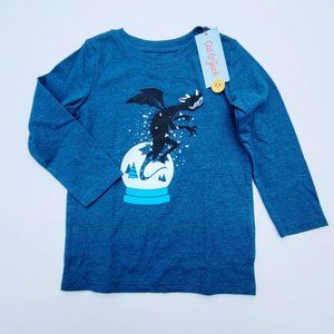 Cat & Jack Boy's Dark Blue Heather Long Sleeve Tee sz 3T